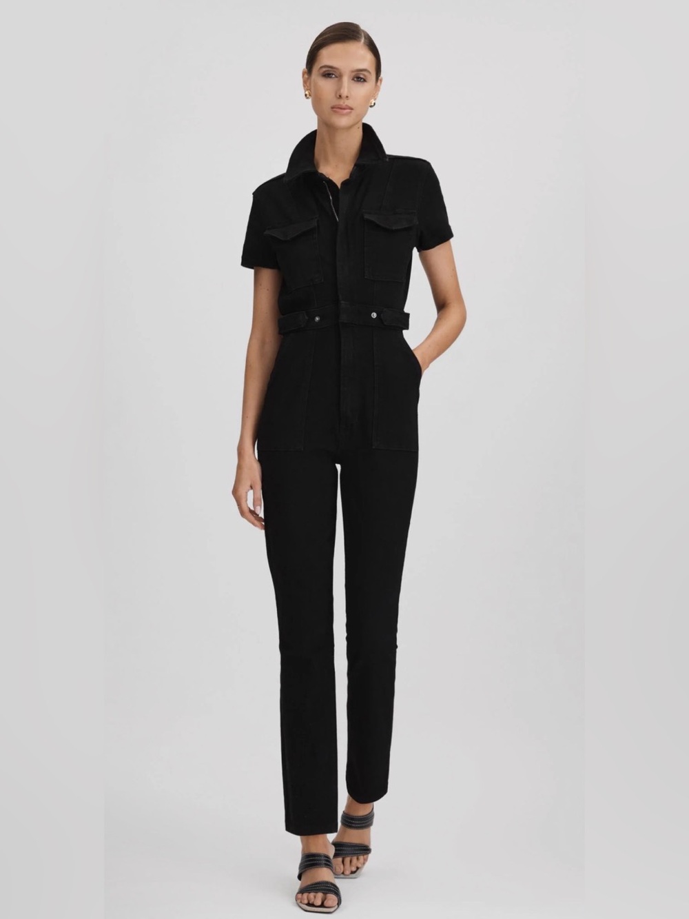 Good American Black Denim Jumpsuit